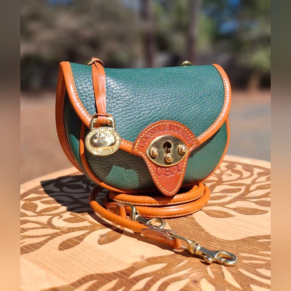 Vintage Dooney & Bourke Emerald Green AWL Calvalry R74 Mini Belt Crossbody Bag